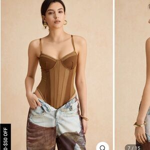 Chic Brown Bodysuit Corset for Women